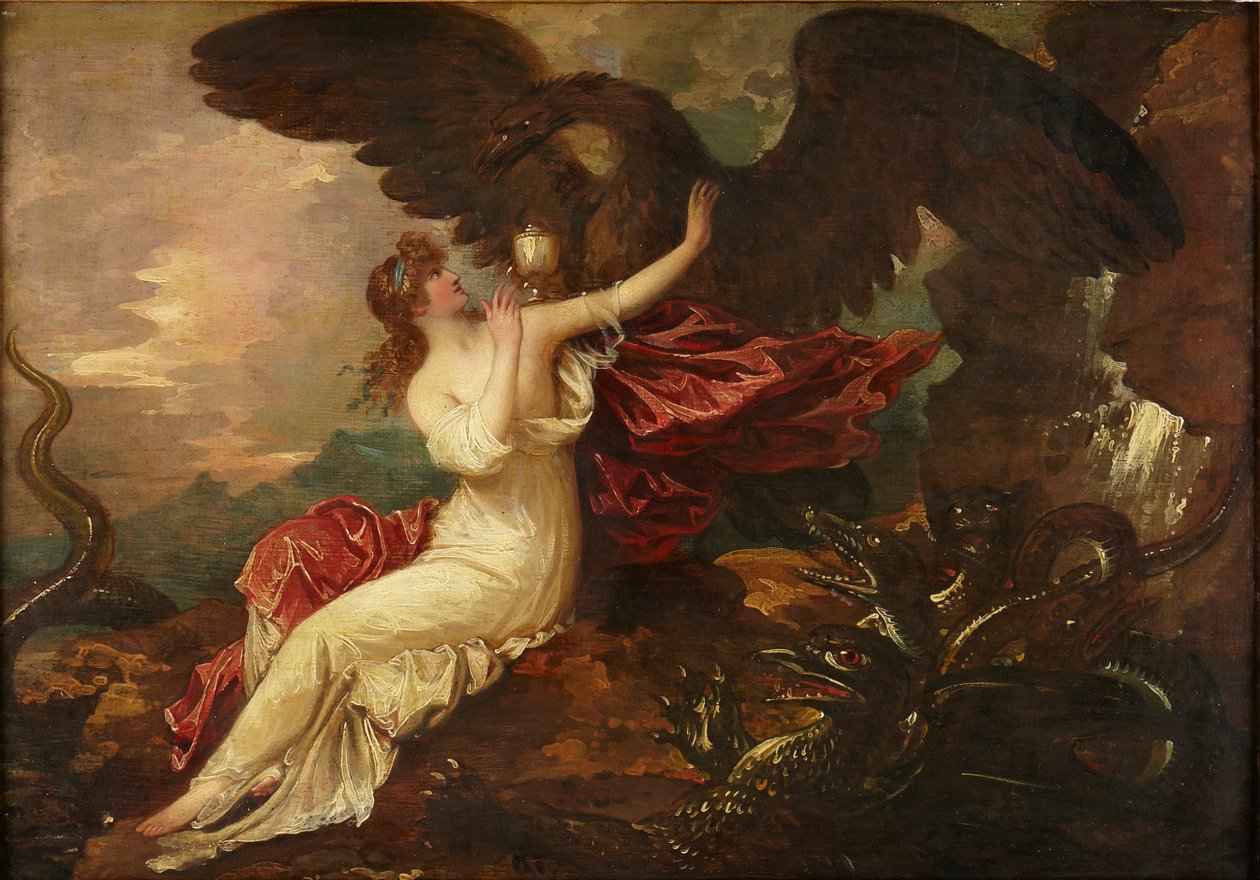 Adelaar brengt beker naar Psyche door Benjamin West