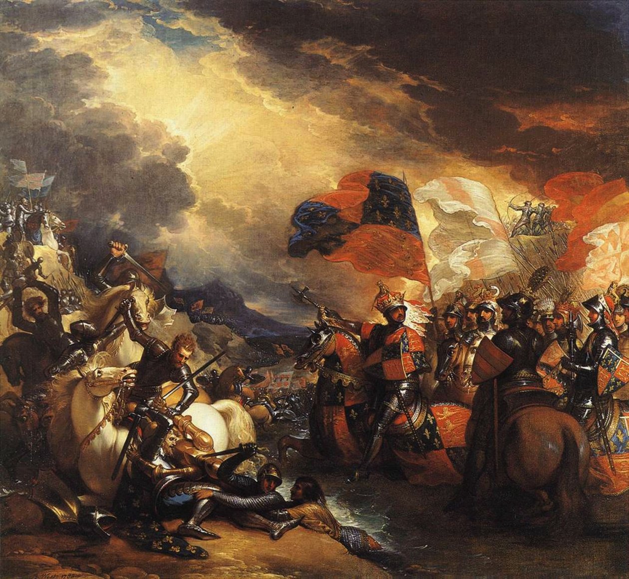 Edward III steekt de Somme over door Benjamin West