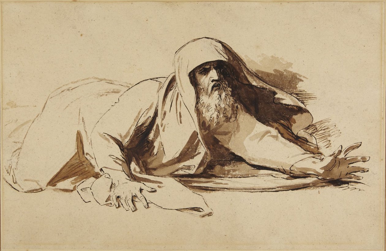 Koning David staat op na de dood van zijn kind door Benjamin West