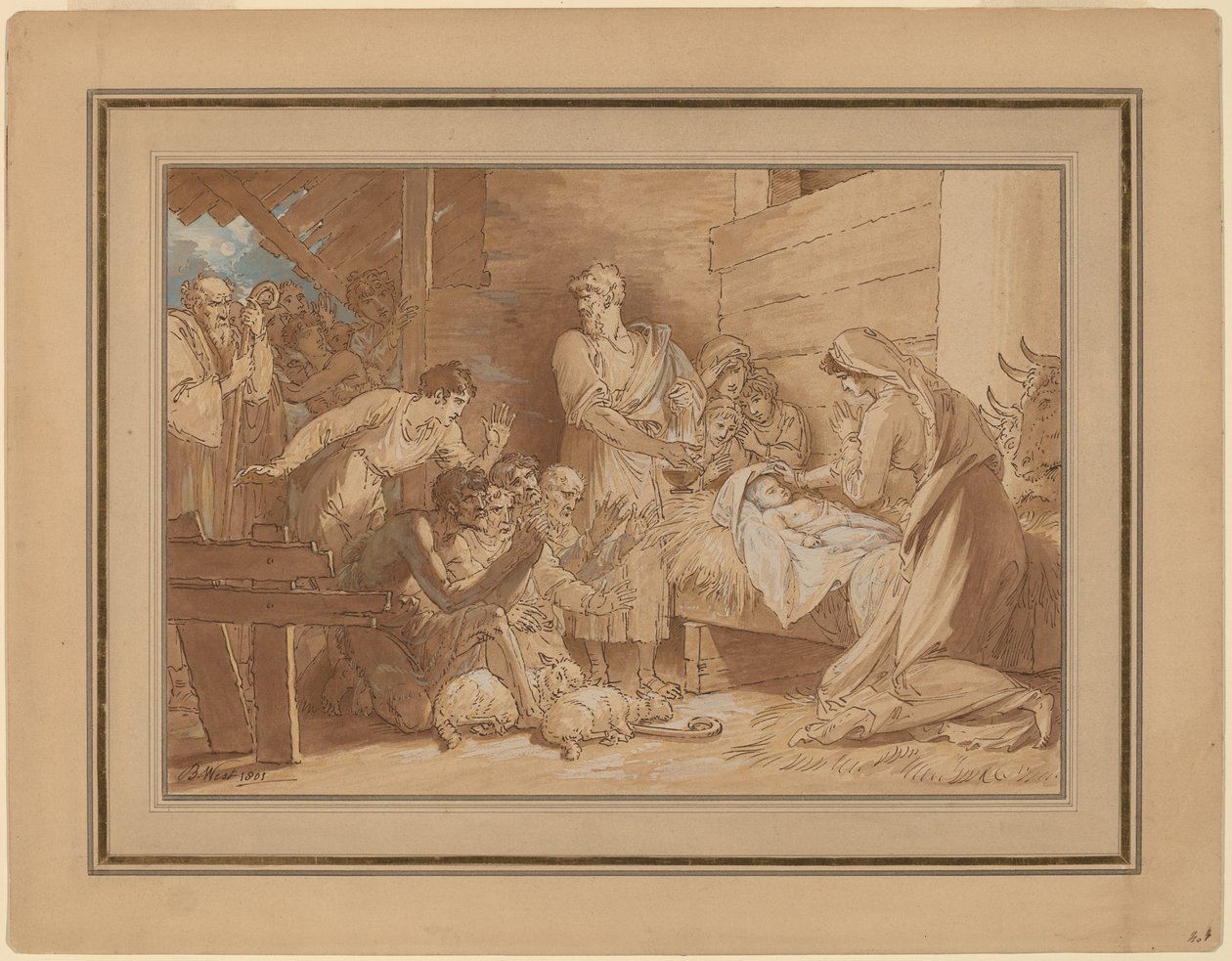 De Aanbidding van de Herders door Benjamin West