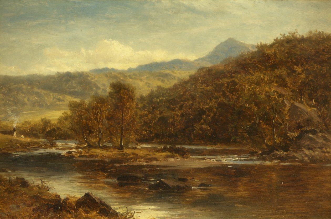 Aan de Lledr Rivier door Benjamin Williams Leader