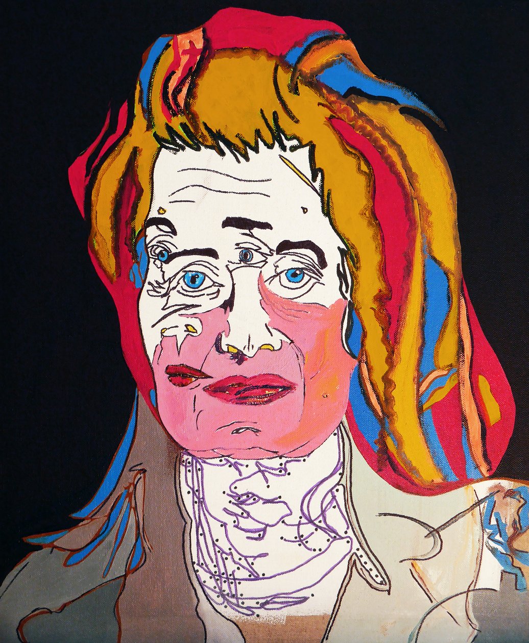 50 grote schrijvers uit de geschiedenis : Elfriede Jelinek, 2015 (olieverf en acryl op doek) door Benoit Erwann Boucherot