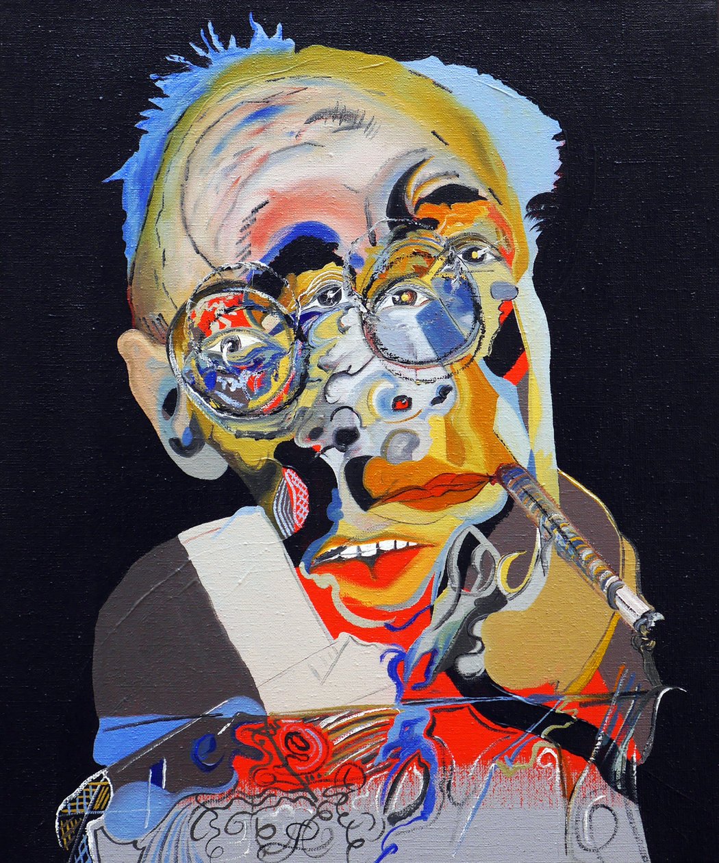 50 grote schrijvers uit de geschiedenis : Henry Miller, 2015 (olieverf en acrylverf op doek) door Benoit Erwann Boucherot