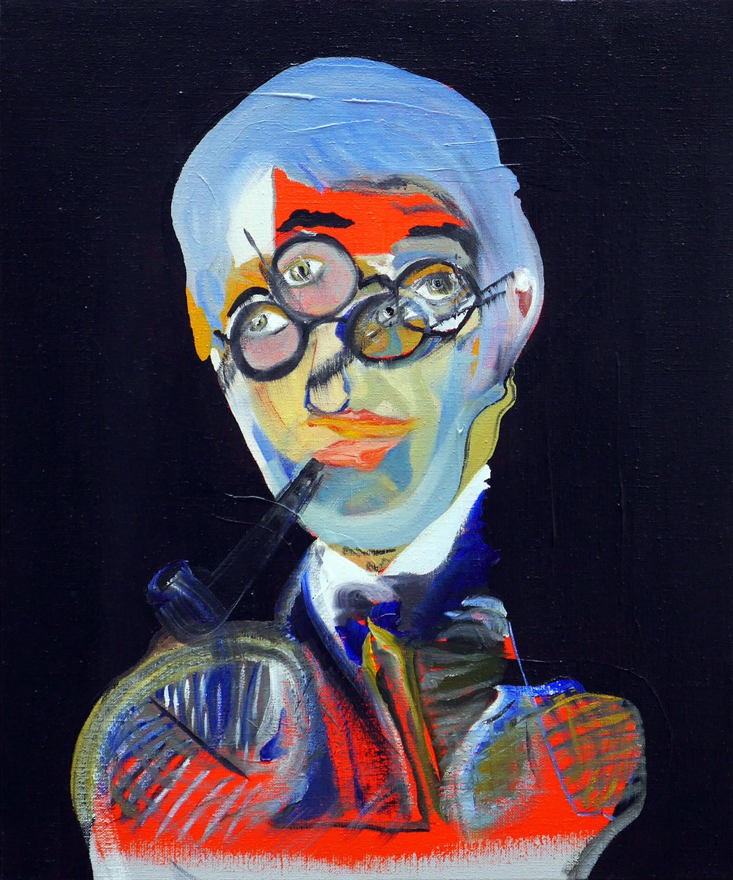 50 grote schrijvers uit de geschiedenis : Jean-Paul Sartre, 2015 (olieverf en acryl op doek) door Benoit Erwann Boucherot