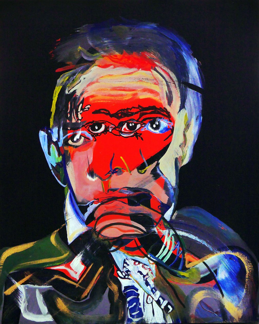 50 grote schrijvers uit de geschiedenis : Juan Rulfo, 2015 (olieverf en acryl op doek) door Benoit Erwann Boucherot
