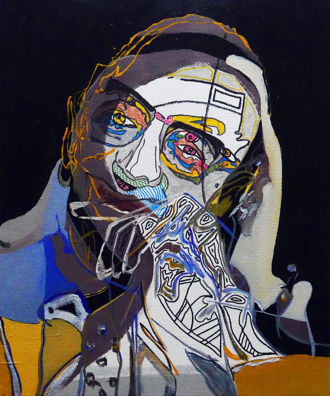 50 grote schrijvers uit de geschiedenis : Michel Foucault, 2015 (olieverf en acrylverf op doek) door Benoit Erwann Boucherot