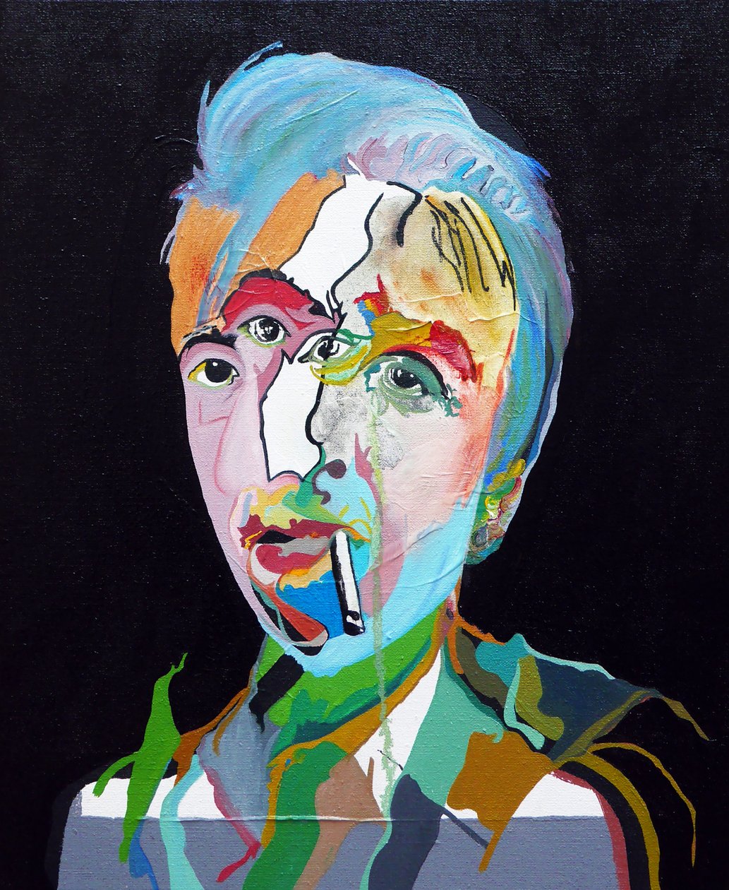 50 grote schrijvers uit de geschiedenis : Roland Barthes, 2015 (olieverf en acryl op doek) door Benoit Erwann Boucherot