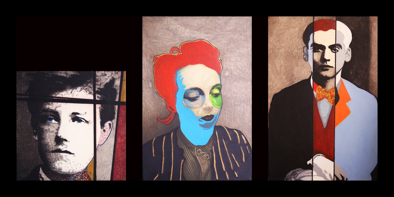 Arthur, Marguerite  Federico, 2014 (olieverf op 3 naast elkaar geprinte canvasdoeken) door Benoit Erwann Boucherot