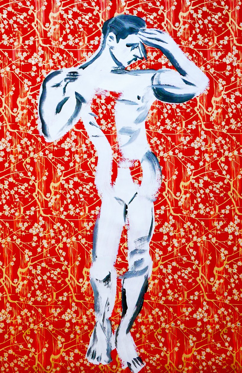 Masculin 1, 2020 (acryl op gezeefdrukt Japans papier) door Benoit Erwann Boucherot