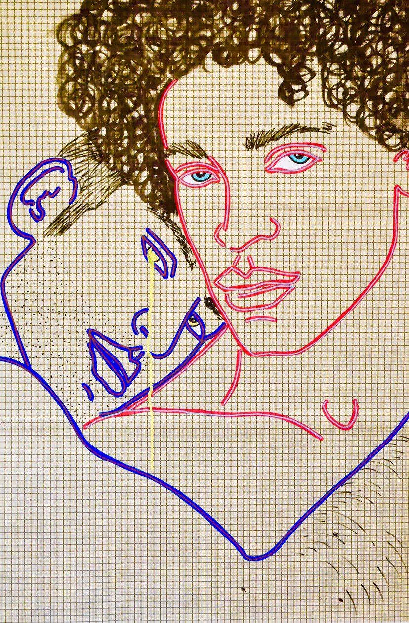 Masculin 8, 2020 (acryl op gezeefdrukt Japans papier) door Benoit Erwann Boucherot