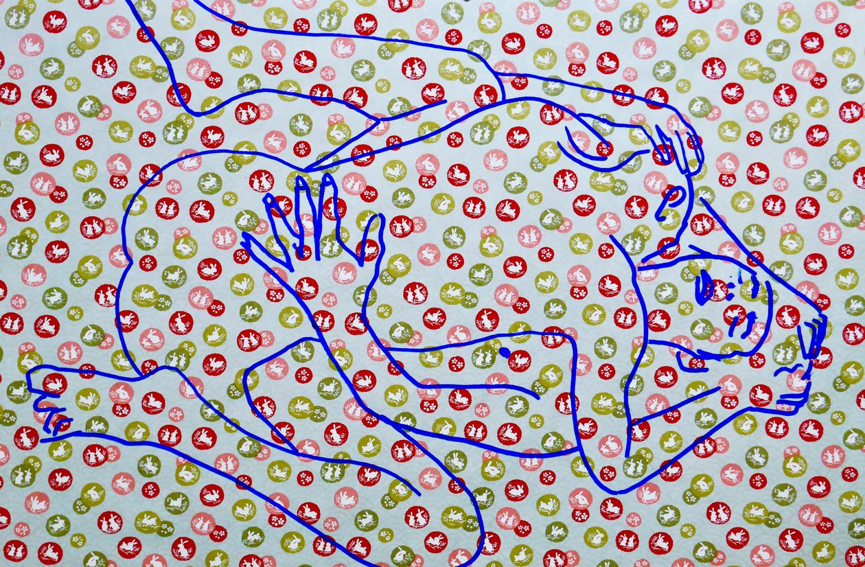 Masculin japonais 9, 2020 (acryl op gezeefdrukt Japans papier) door Benoit Erwann Boucherot