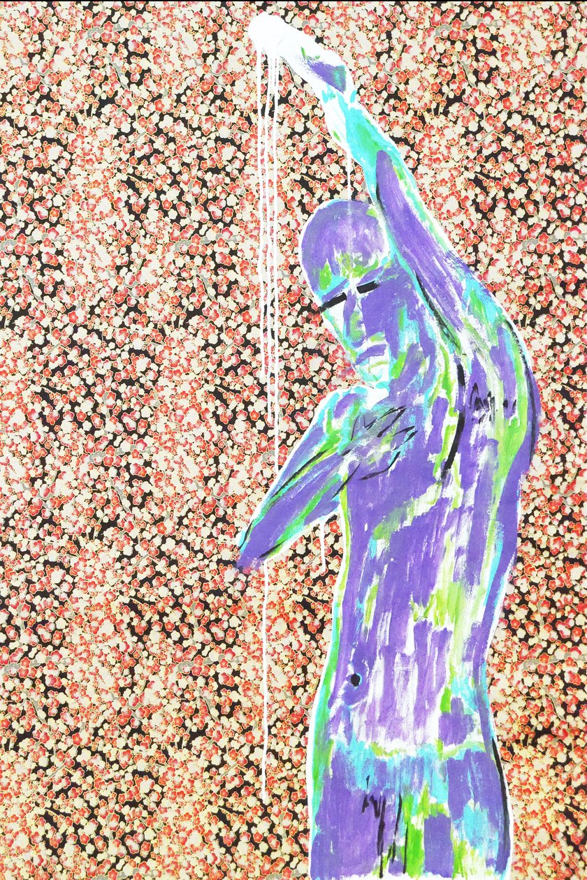 Passager 14, 2020 (acryl op gezeefdrukt Japans papier) door Benoit Erwann Boucherot