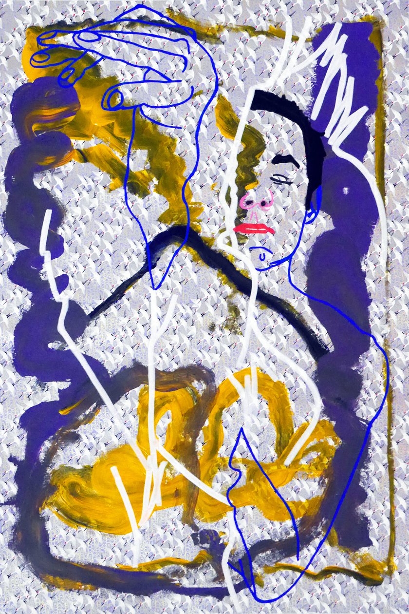 Passager 17, 2020 (acryl op gezeefdrukt Japans papier) door Benoit Erwann Boucherot