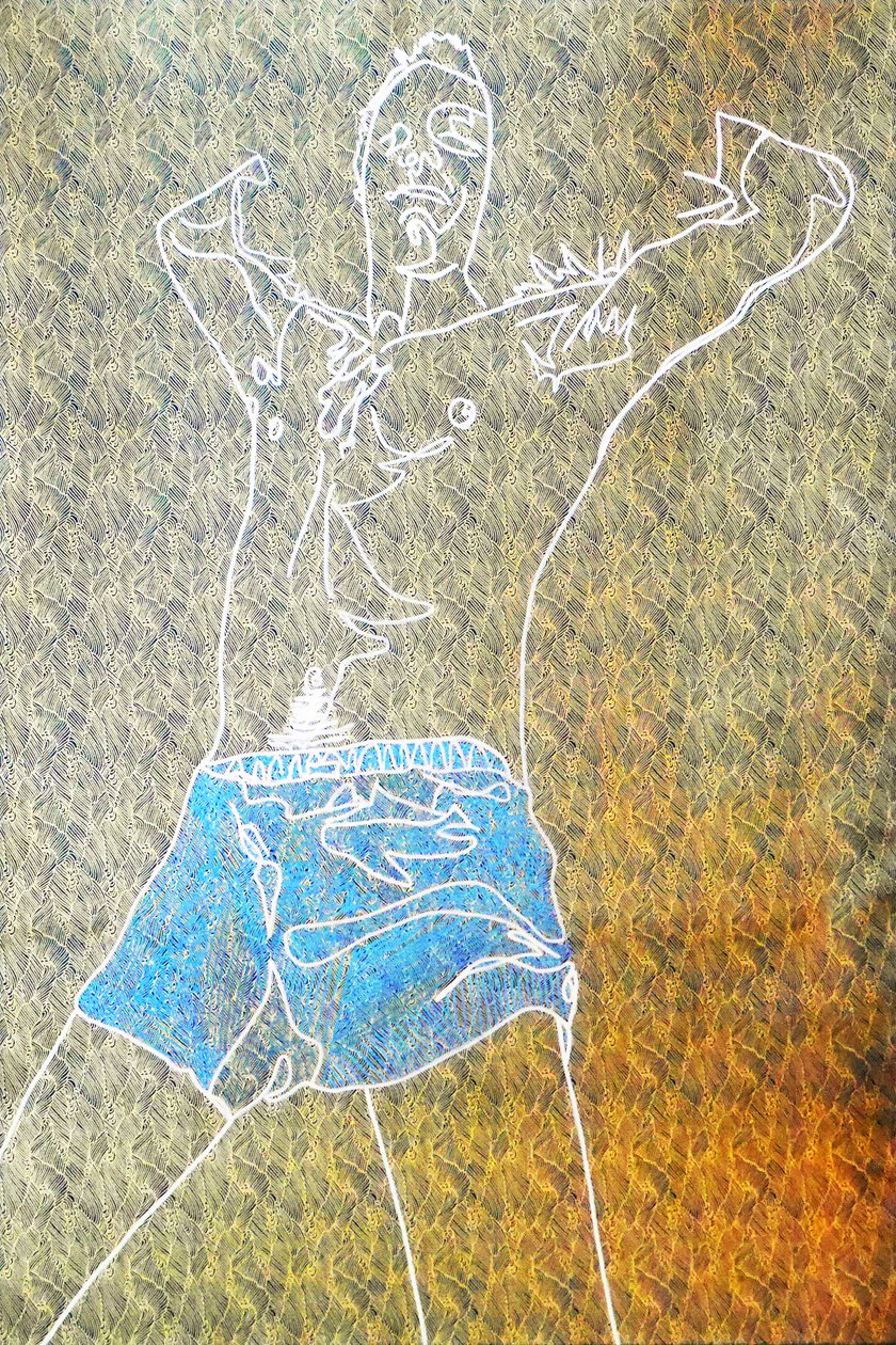 Passager 3, 2020 (acryl op gezeefdrukt Japans papier) door Benoit Erwann Boucherot