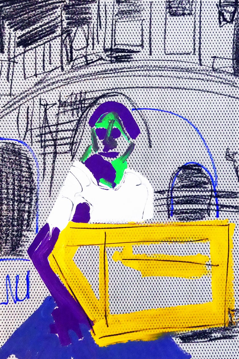 Passager 5, 2020 (acryl op gezeefdrukt Japans papier) door Benoit Erwann Boucherot