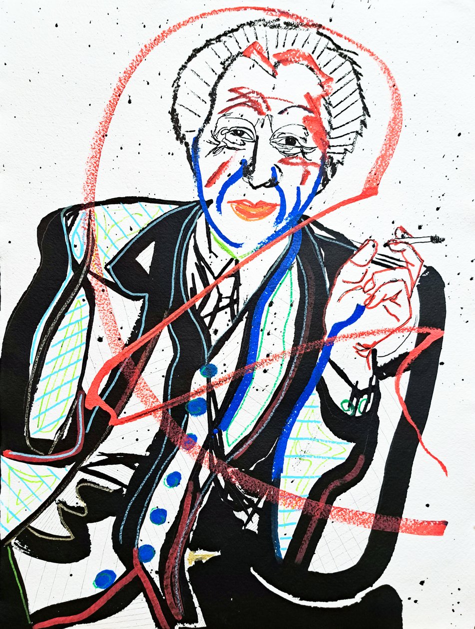 Surportret : Frank Lloyd Wright, 2022 (acryl op papier) door Benoit Erwann Boucherot