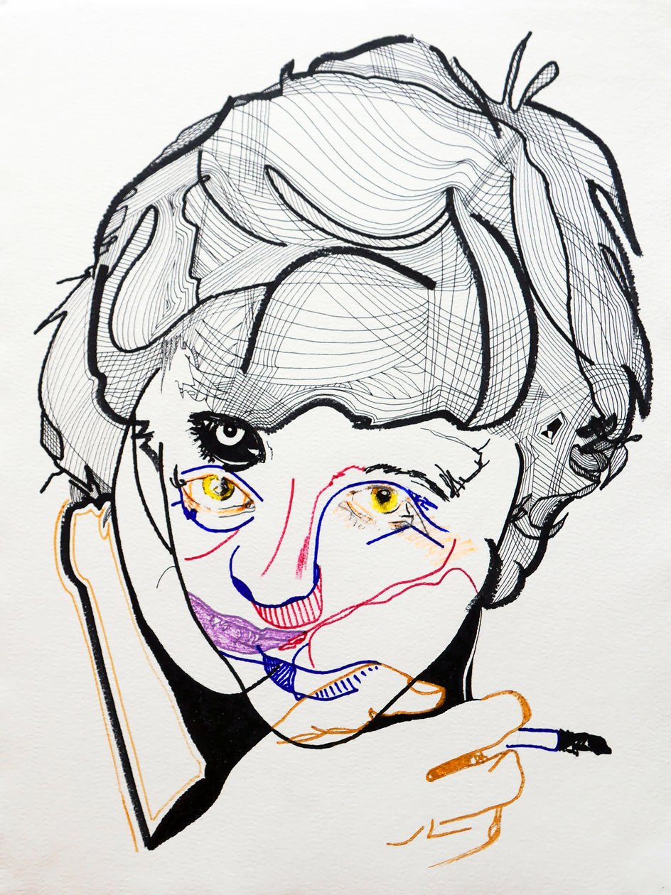 Surportret : Françoise Sagan 2, 2019 (acryl op papier) door Benoit Erwann Boucherot