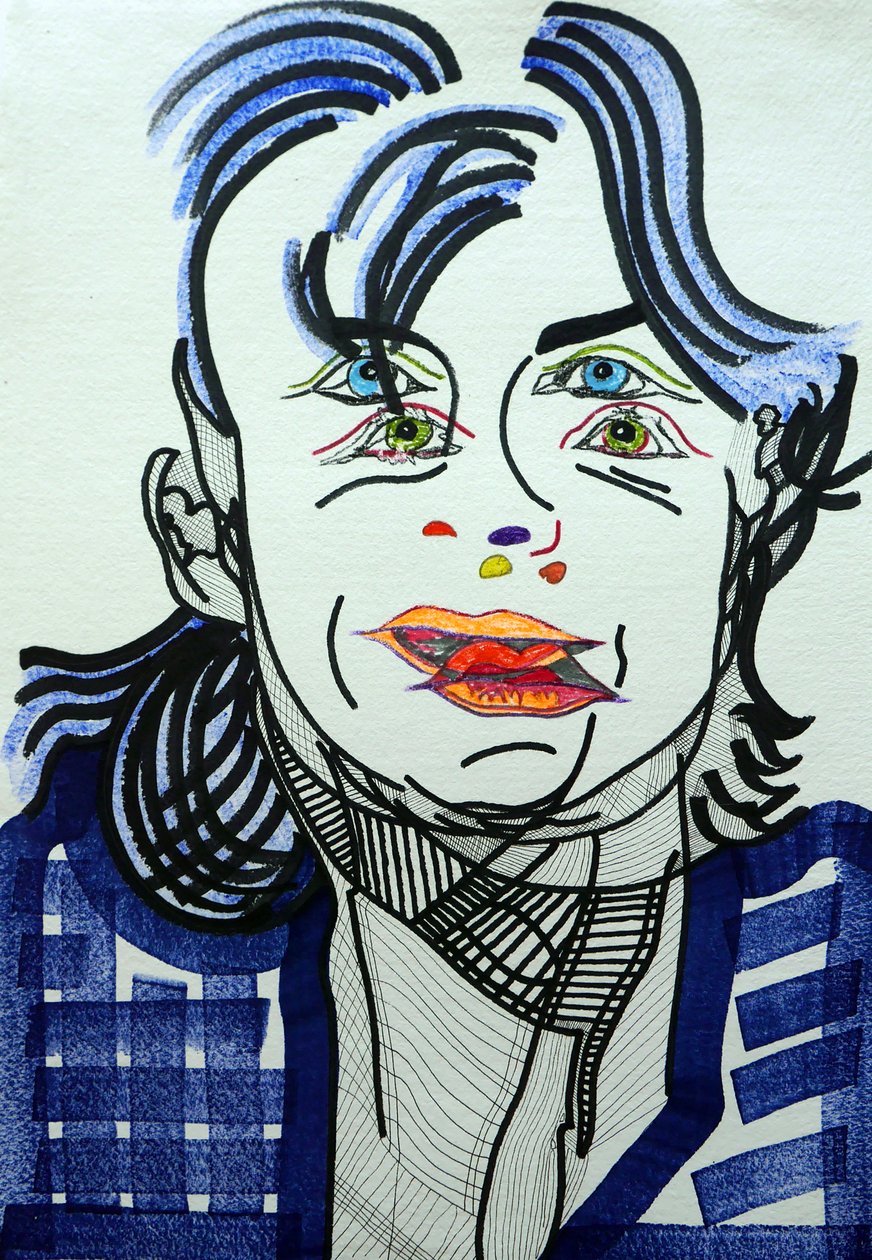 Surportret : Fred Vargas, 2019 (acryl op papier) door Benoit Erwann Boucherot