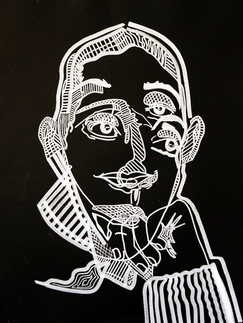 Surportret : Joyce Carol Oates, 2021 (acryl op papier) door Benoit Erwann Boucherot