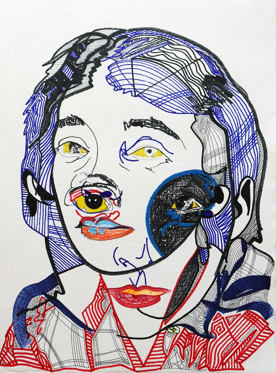 Surportret : Marguerite Duras 2, 2021 (acryl op papier) door Benoit Erwann Boucherot