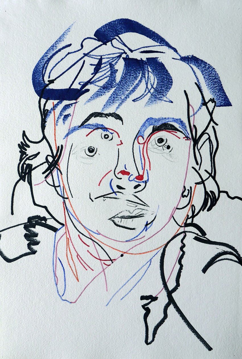 Surportret : Marguerite Duras 3, 2021 (acryl op papier) door Benoit Erwann Boucherot