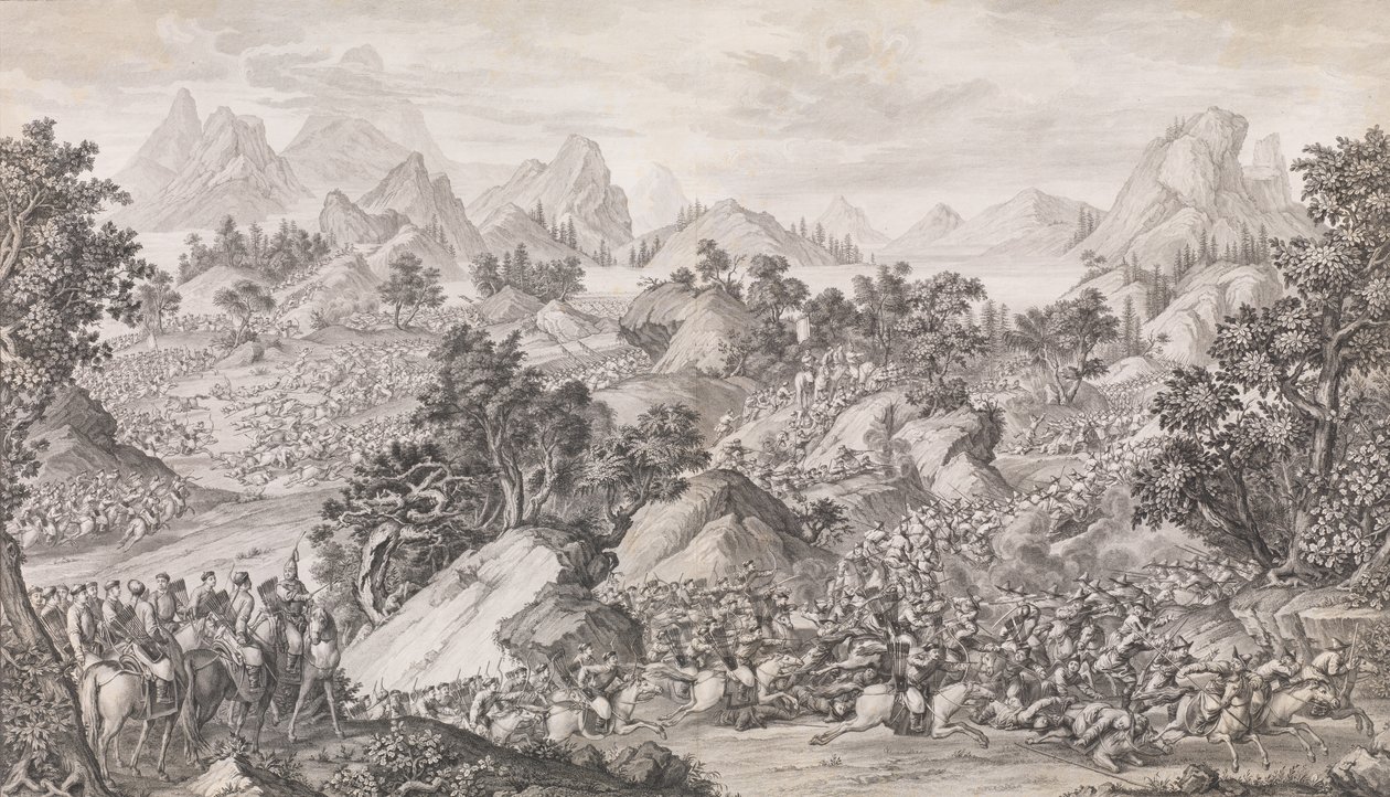 De Slag bij Qos-qulaq, 1774 door Benoit Louis Prevost