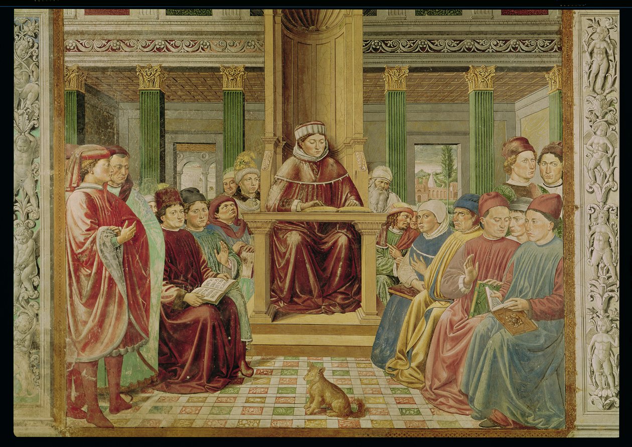 Sint Augustinus leest retoriek en filosofie aan de school van Rome, 1464-65 door Benozzo di Lese di Sandro Gozzoli