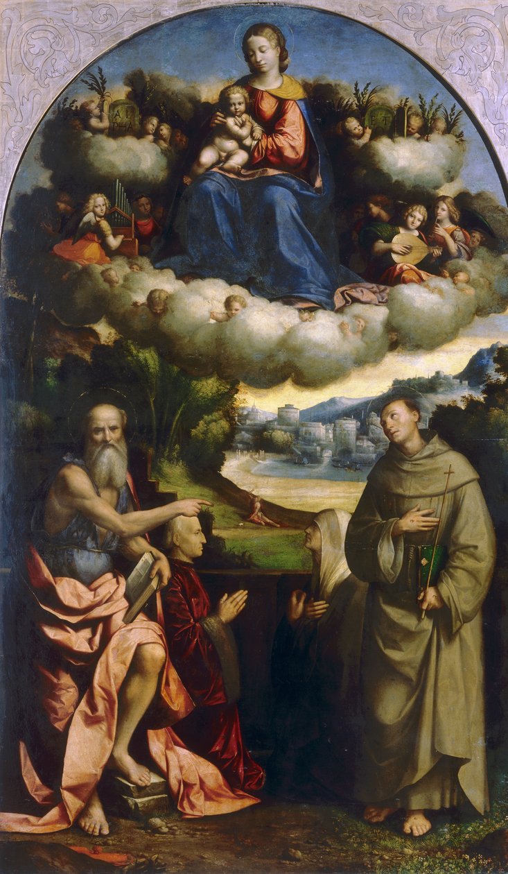 Madonna van de Wolken met Heiligen, door Garofalo, in de Pinacoteca Nazionale in Ferrara door Benvenuto Tisi da Garofalo