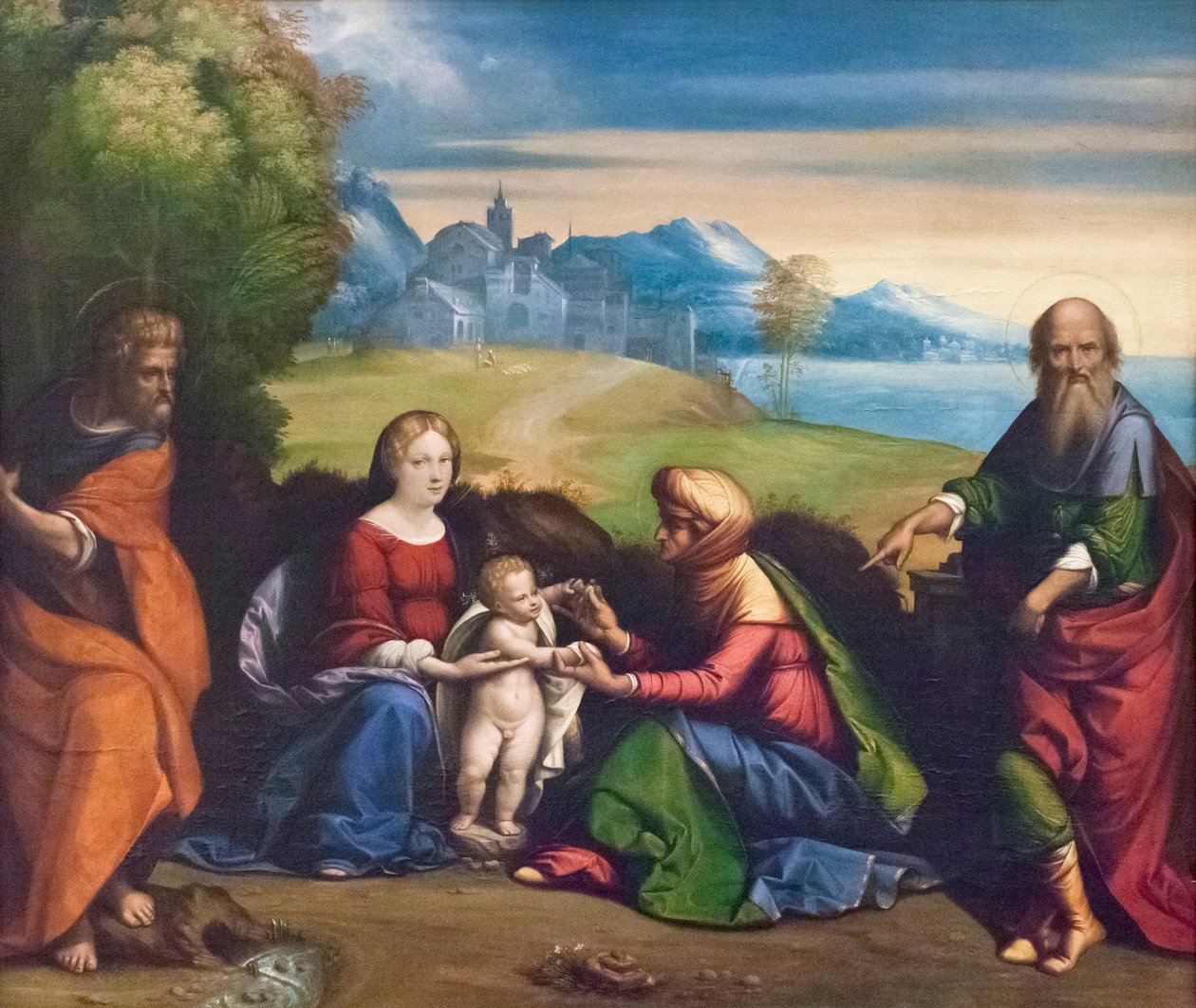 Heilige Familie met Sint Joachim en Anna door Benvenuto Tisi da Garofalo