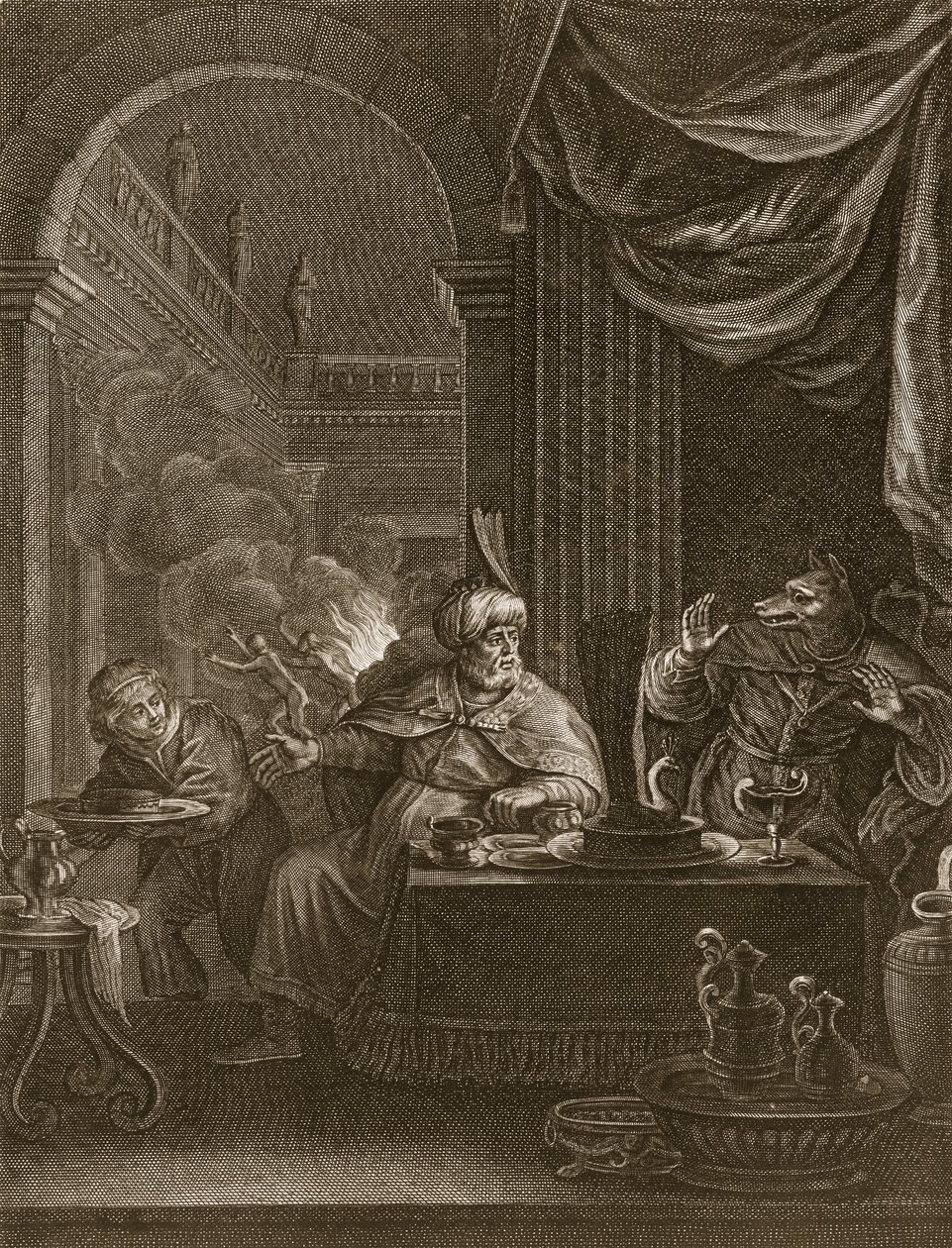 Lycaon veranderd in een wolf, 1731 door Bernard Picart