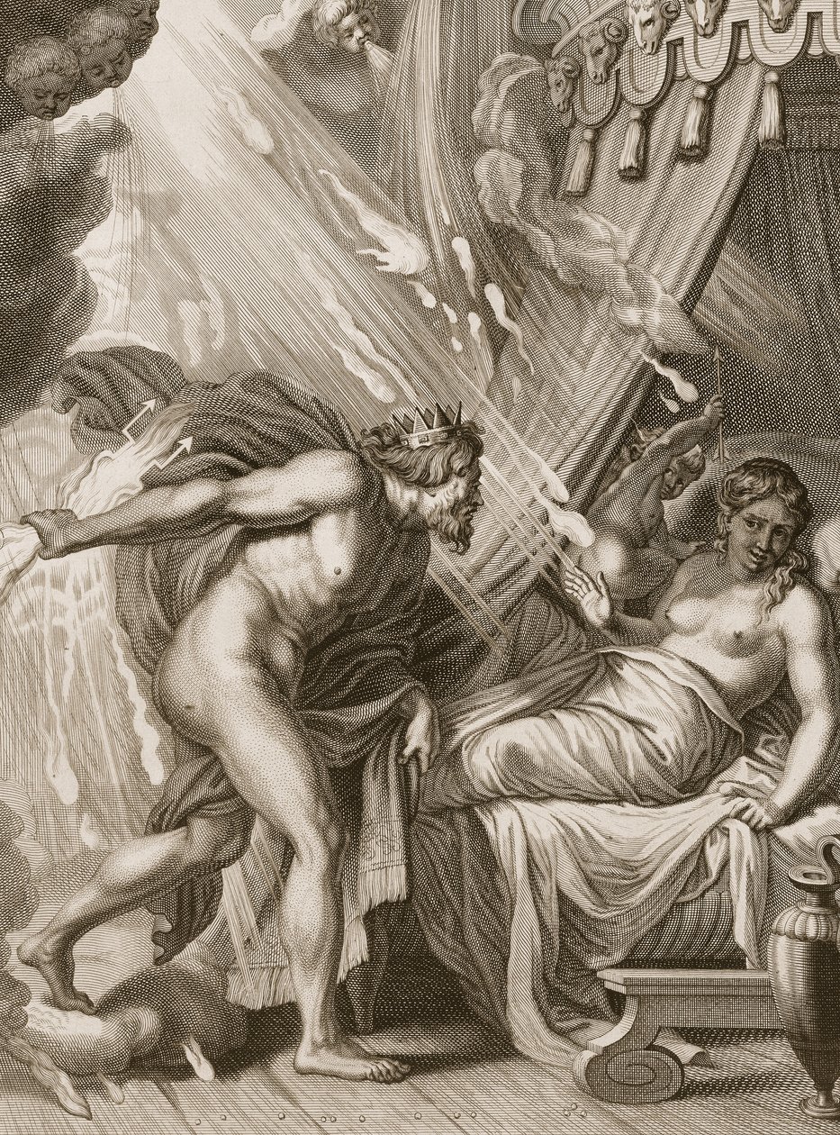 Semele wordt verteerd door het vuur van Jupiter door Bernard Picart