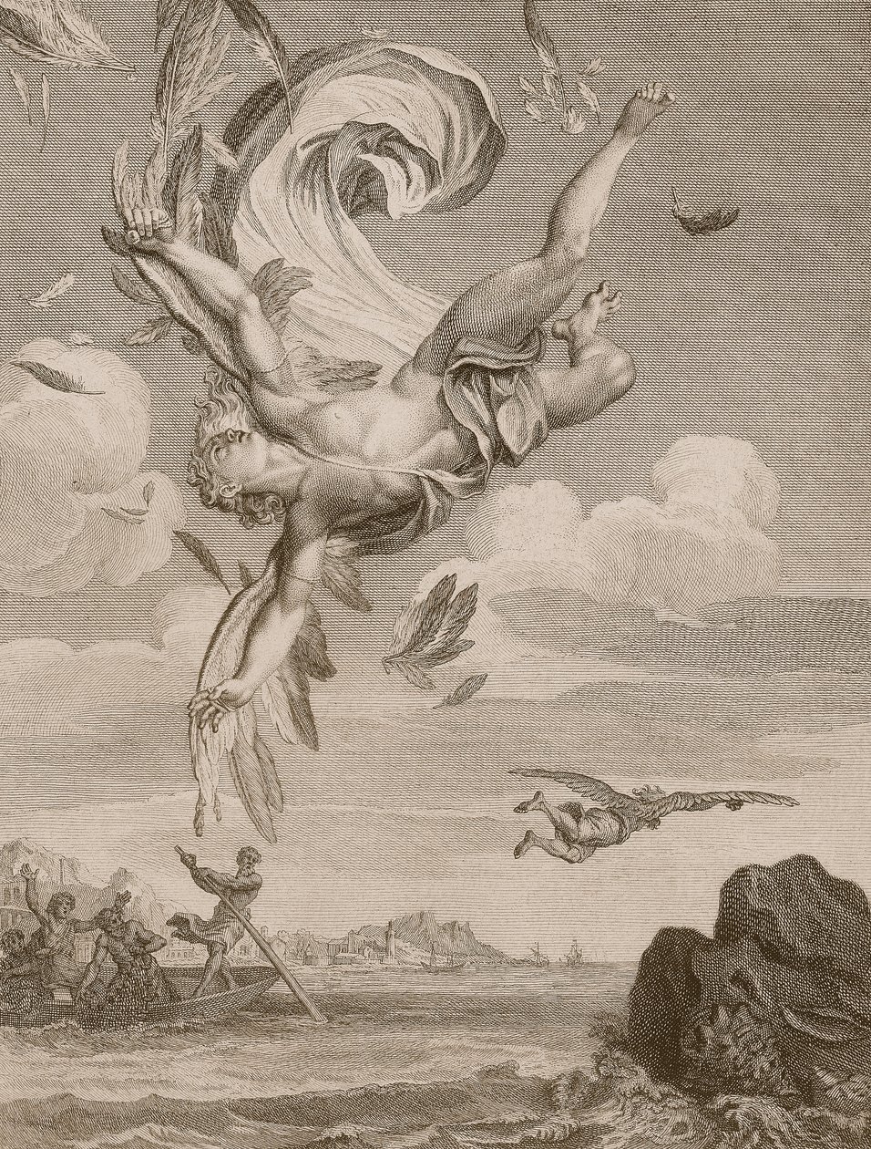 De Val van Icarus, 1731 door Bernard Picart