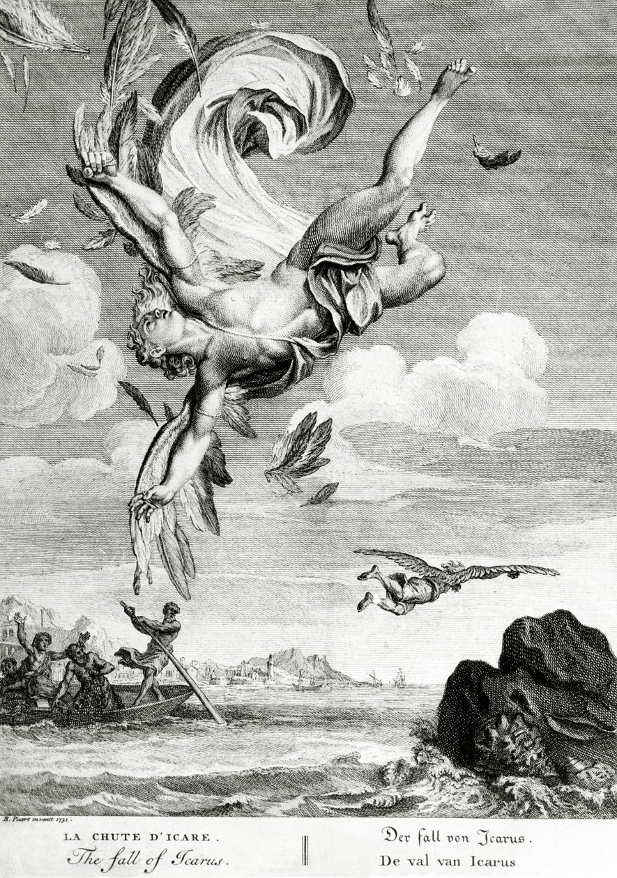 De Val van Icarus, 1731 door Bernard Picart