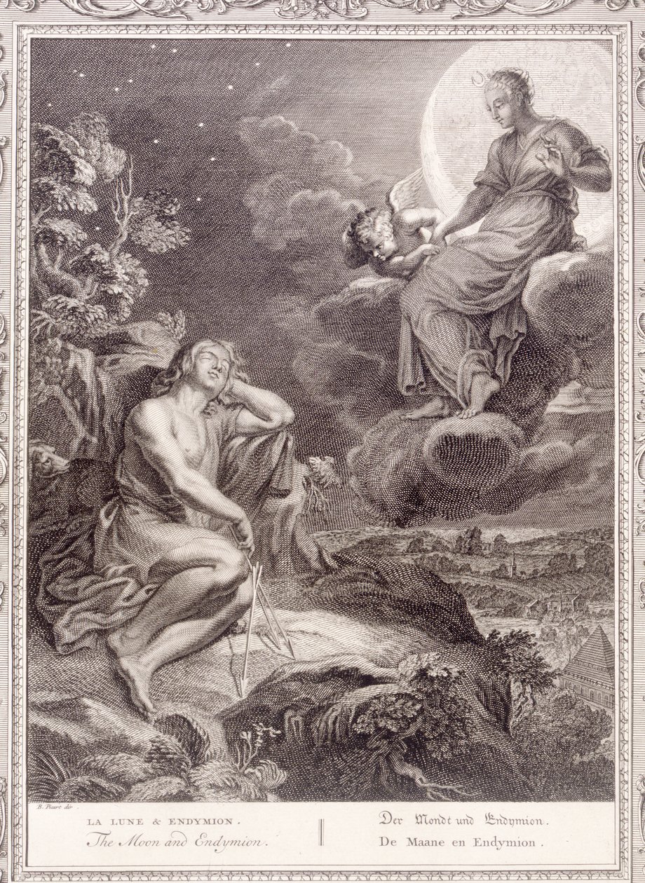 De maan en Endymion, 1731 door Bernard Picart