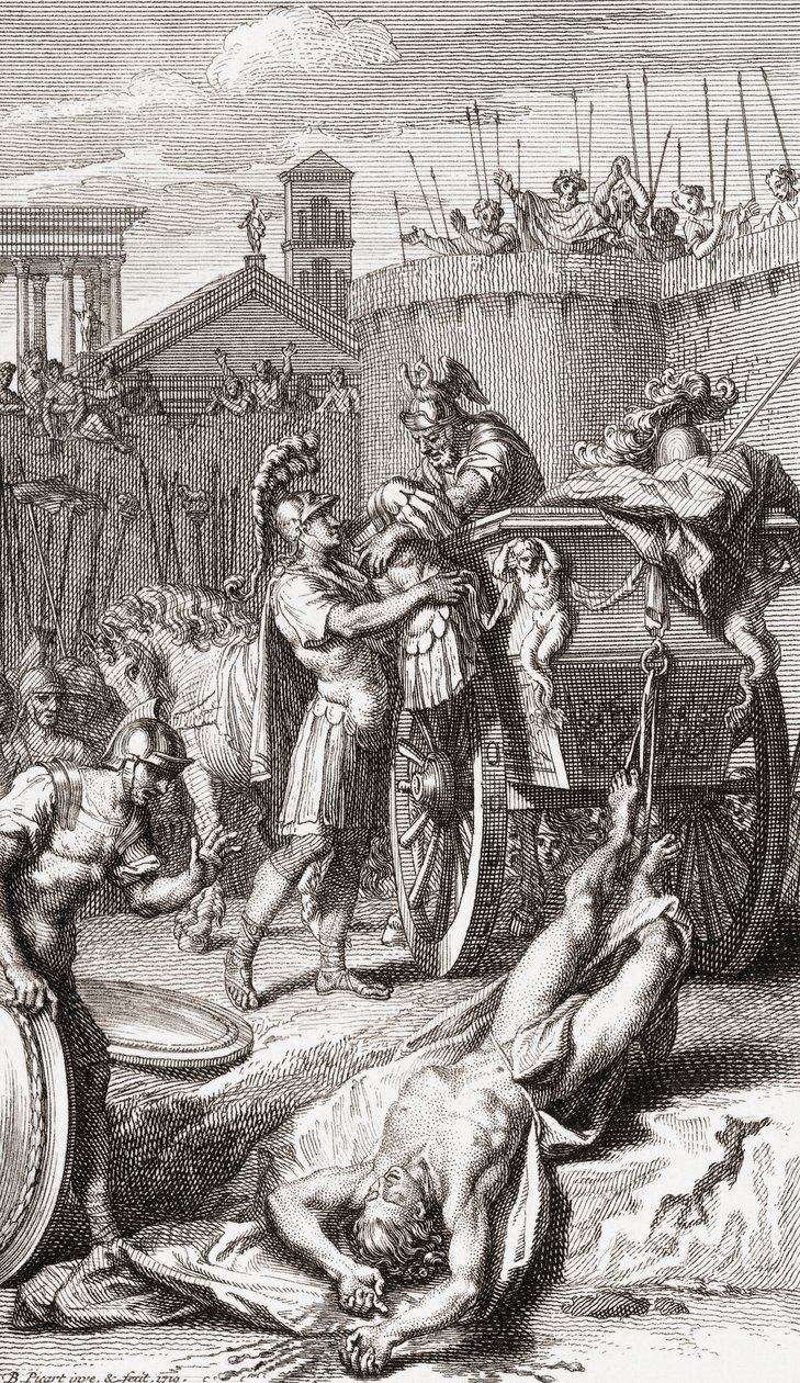 De dood van Achilles. (afdruk) door Bernard (after) Picart