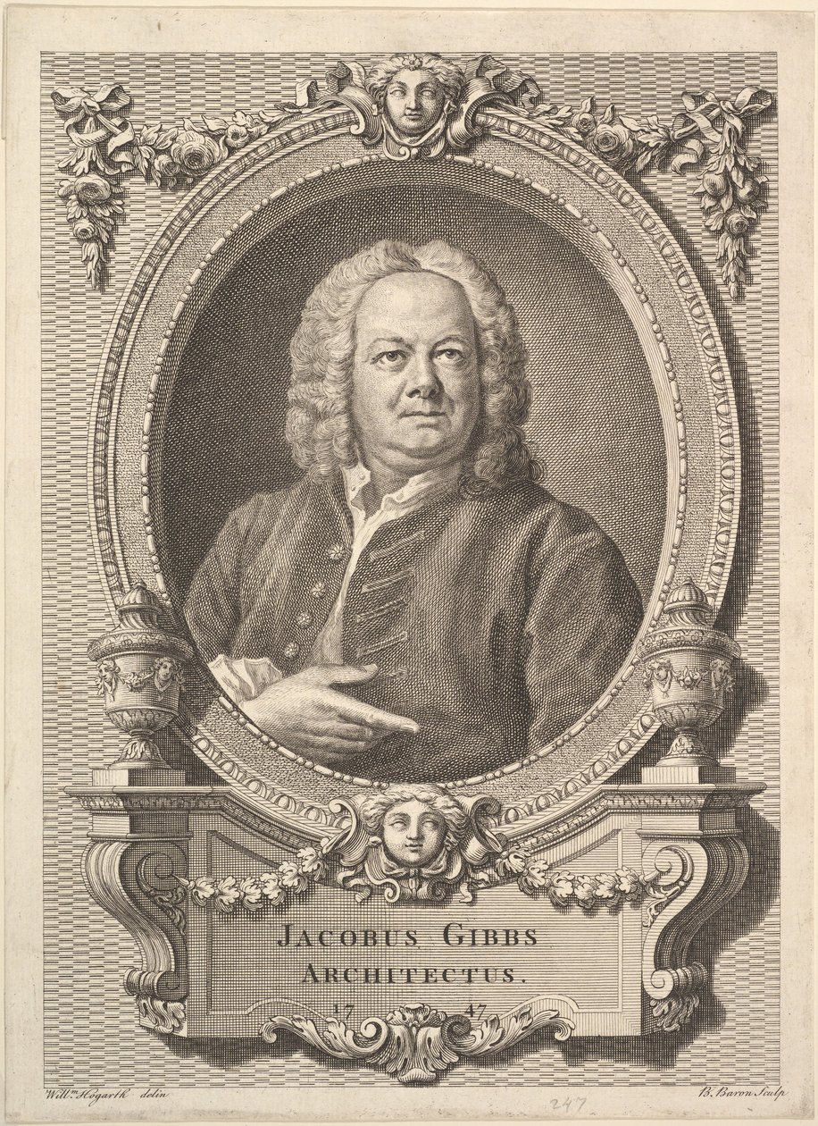 Jacobus Gibbs, Architectus, 1747 door Bernard Baron