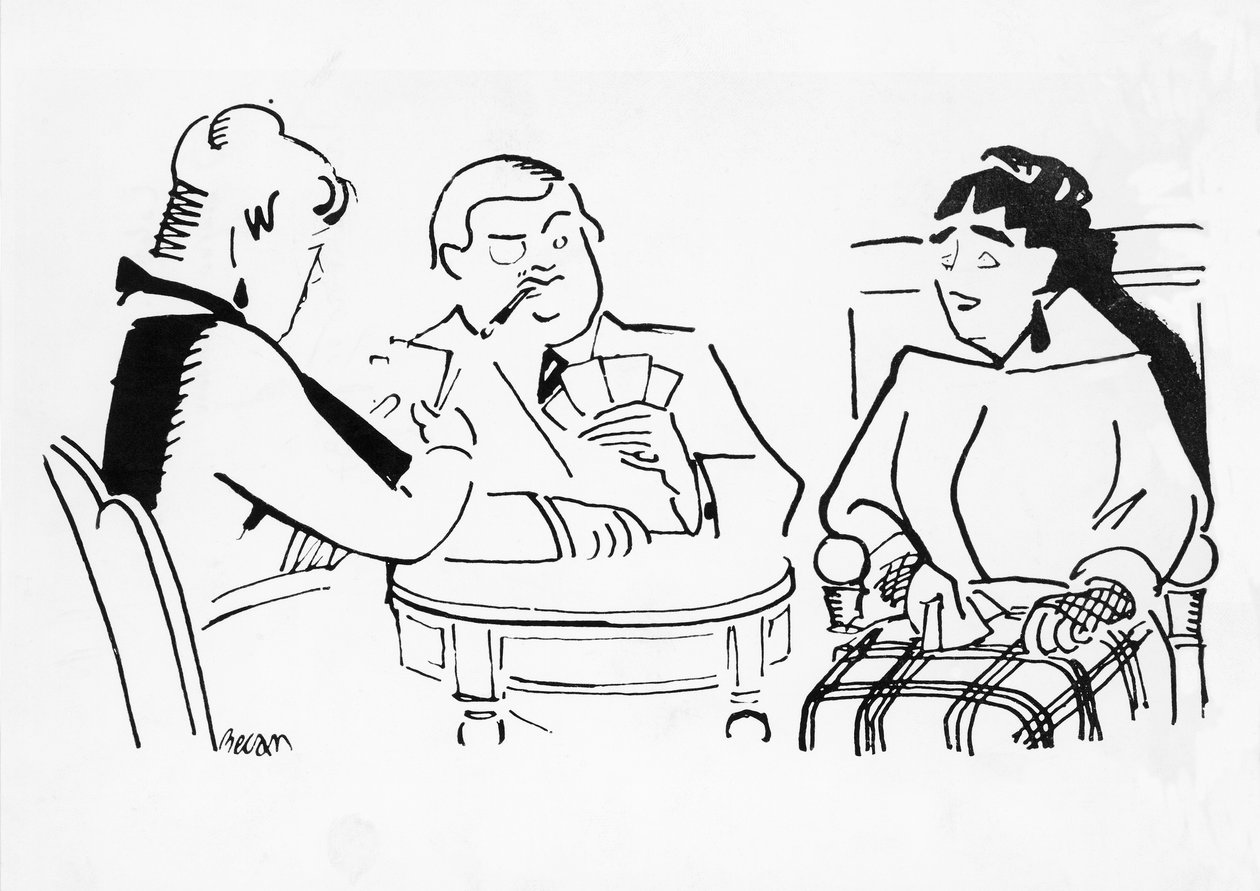 Kaartspel, illustratie voor Cheri, roman door Sidonie-Gabrielle Colette (1873-1954) door Bernard Becan