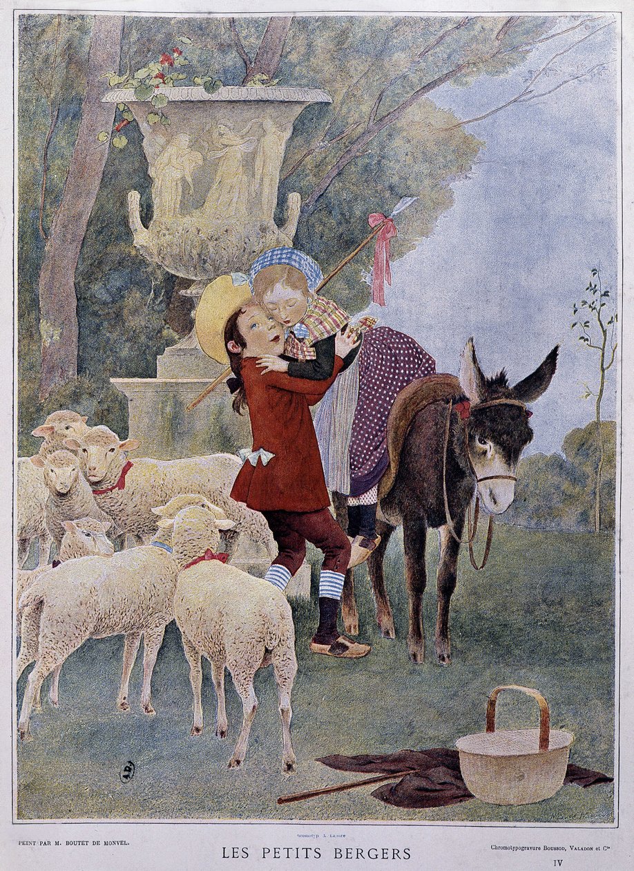 Kleine herders - Door Boutet de Monvel, begin 20e eeuw door Bernard Boutet de Monvel