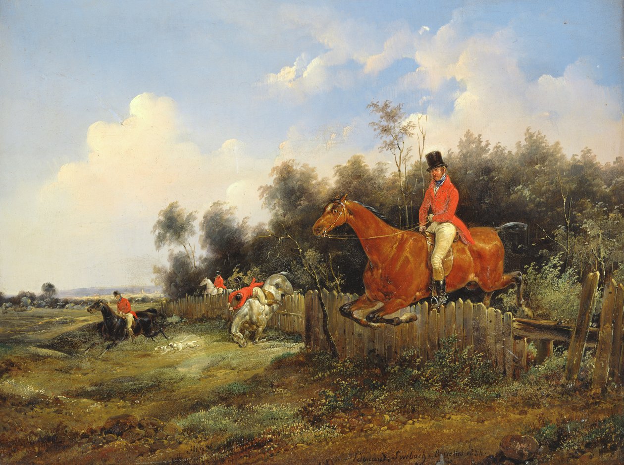 Jachtscène door Bernard Edouard Swebach