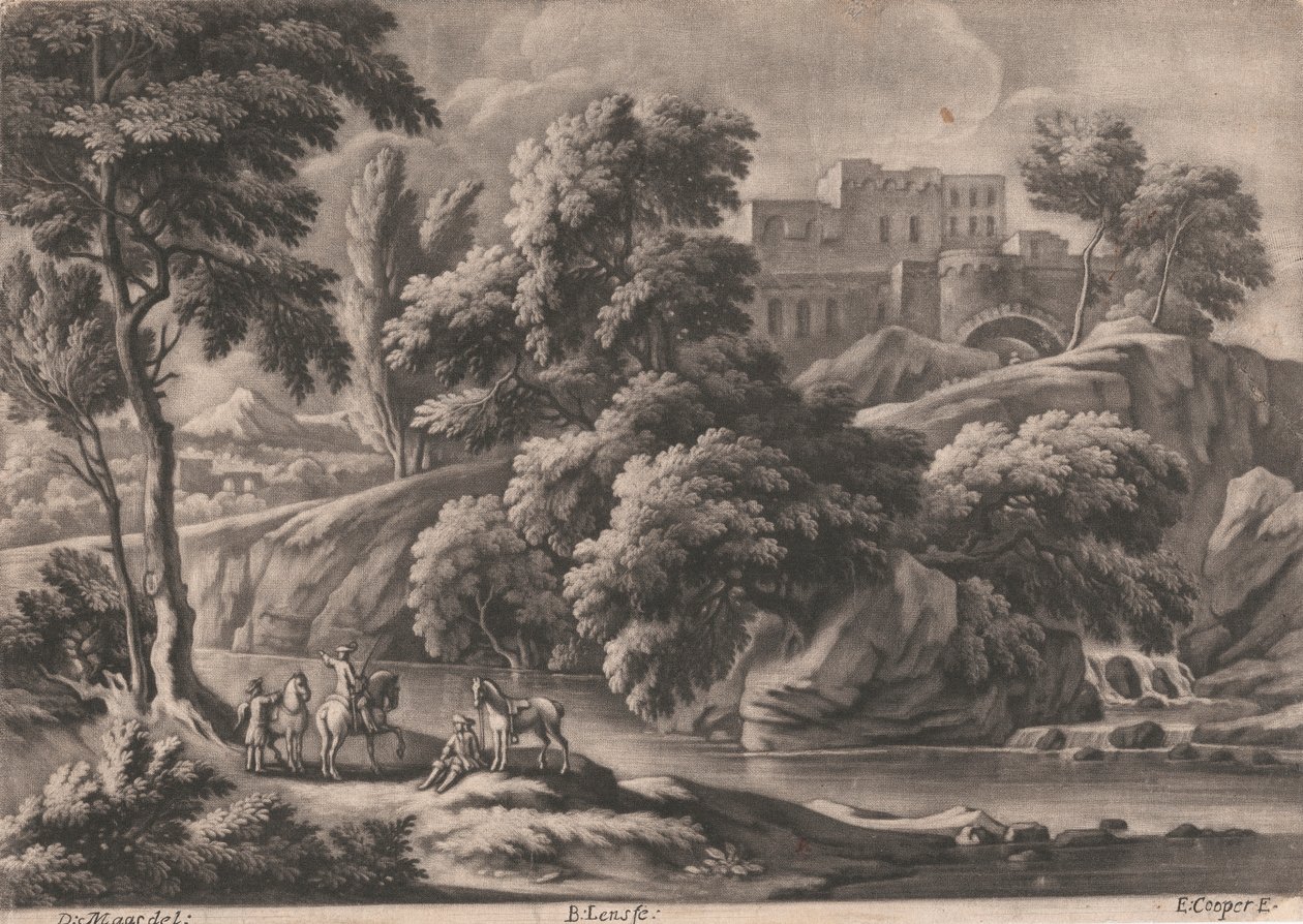 Landschap met kasteel door Bernard Lens