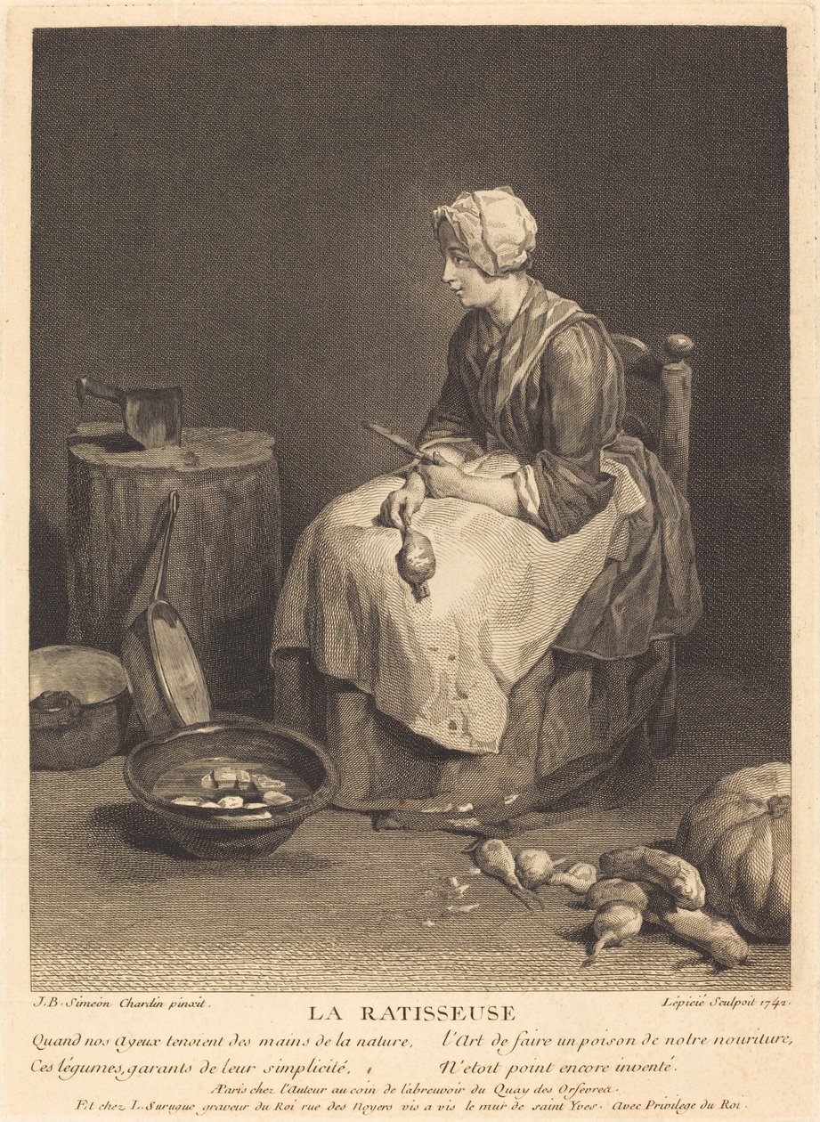 De Harkster door Bernard Lépicié after Jean Siméon Chardin