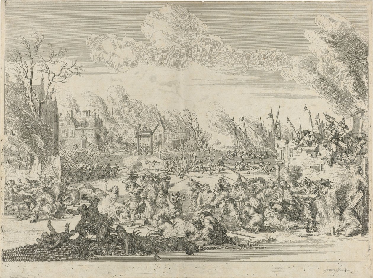 Franse wreedheden in Bodegraven en Zwammerdam, 1672 door Bernard Picart (workshop of)