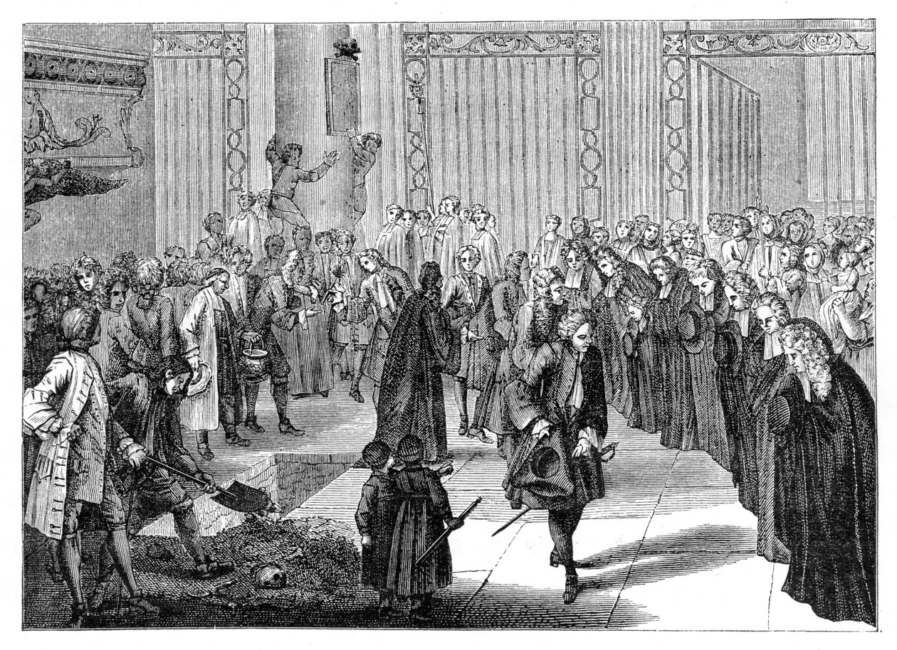 Begrafenis in een kerk, 1885 door Bernard Picart