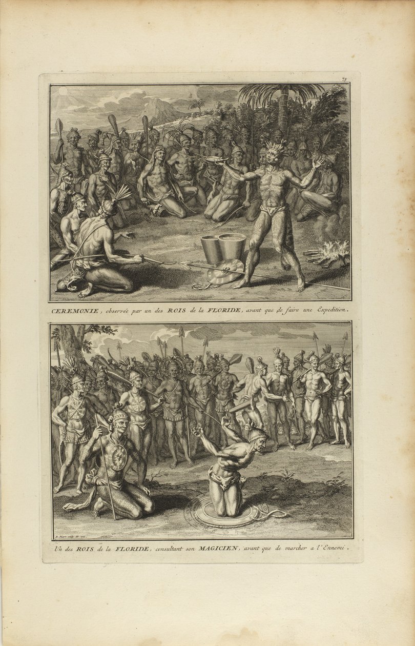 Ceremonie, waargenomen door een van de koningen van Florida... door Bernard Picart