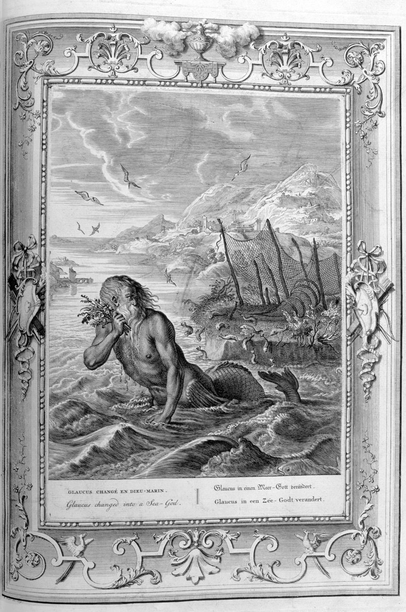 Glaucus verandert van man in zeegod door Bernard Picart