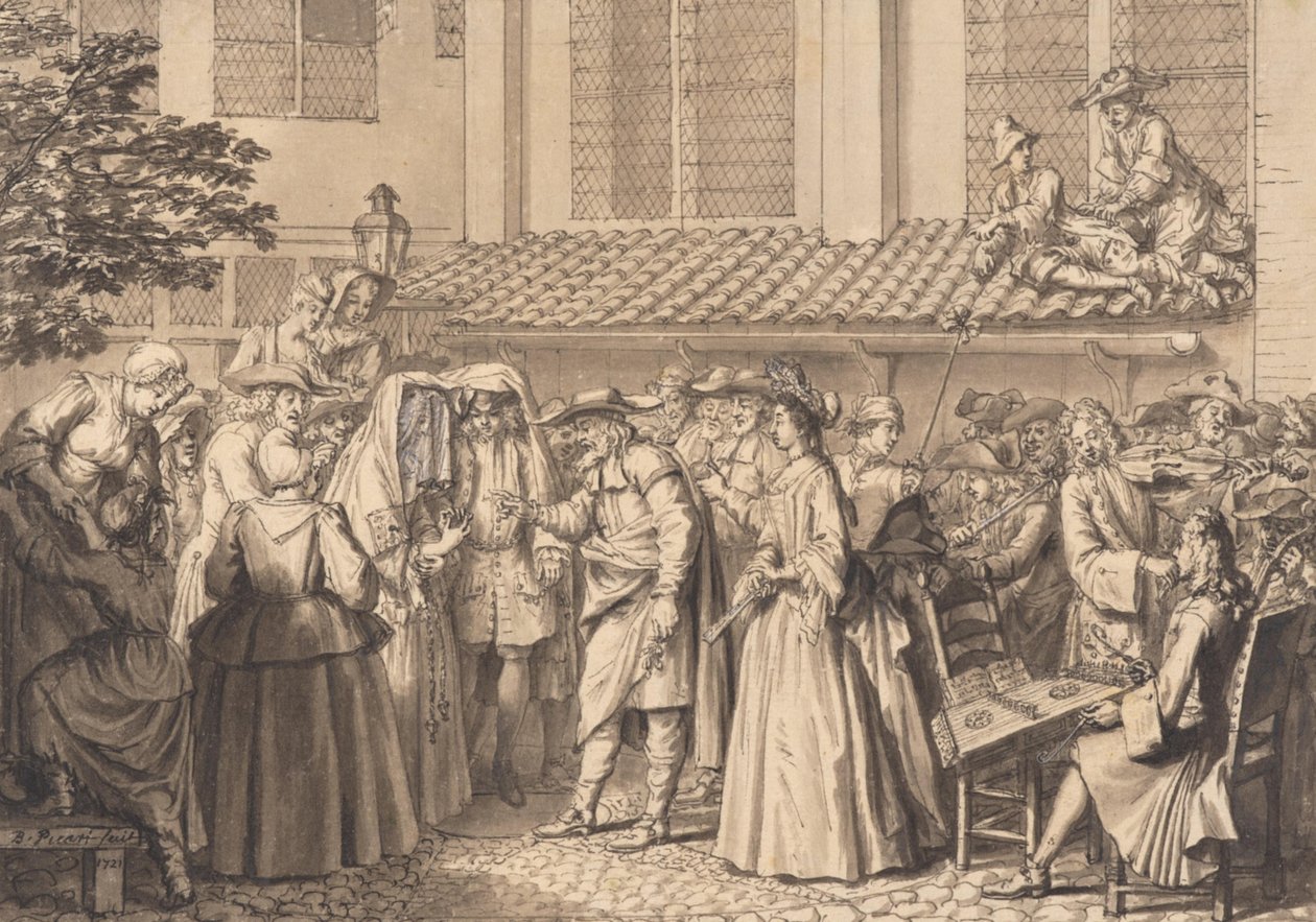 Huwelijk bij de Hoogduitse joden door Bernard Picart
