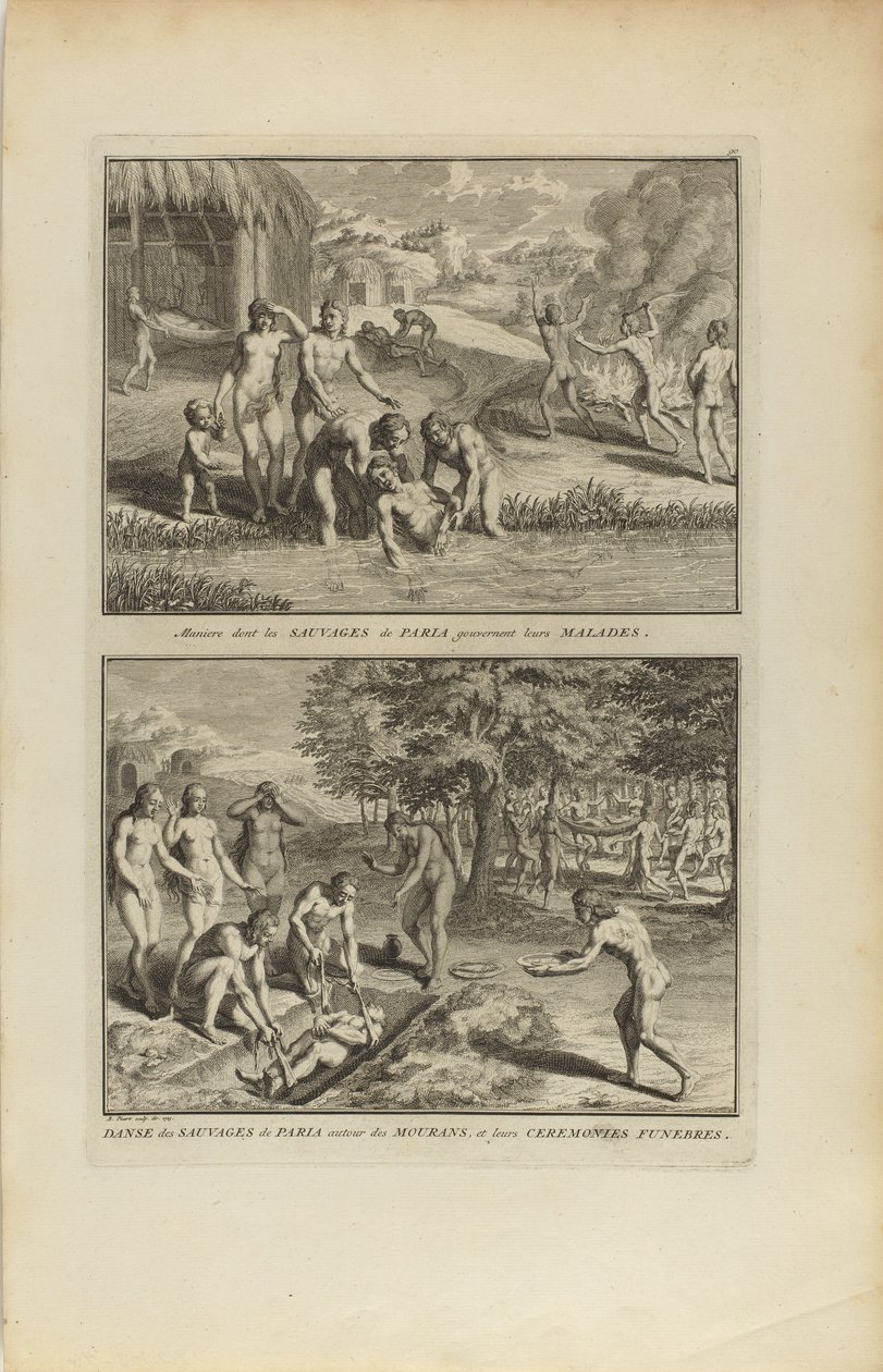 Manière dont les Sauvages.../Dance des Sauvages de Paria door Bernard Picart