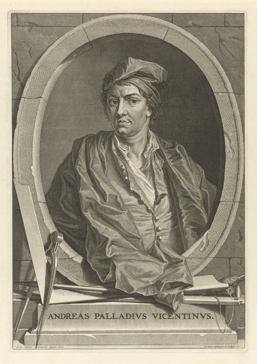 Portret van de architect Andrea Palladio 1508-1580 Na Paolo Veronese, 1716 door Bernard Picart