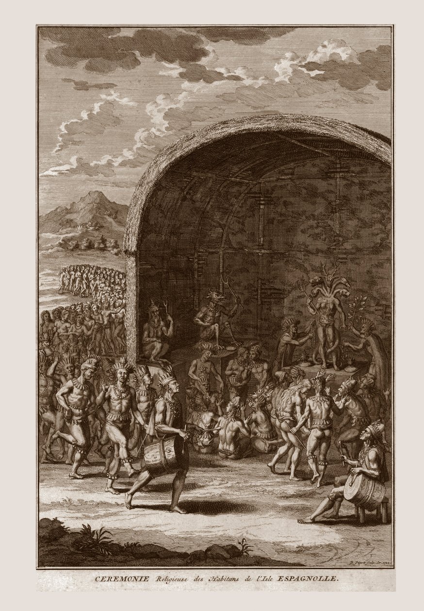 Religieuze ceremonie van de inwoners van het eiland Hispaniola door Bernard Picart