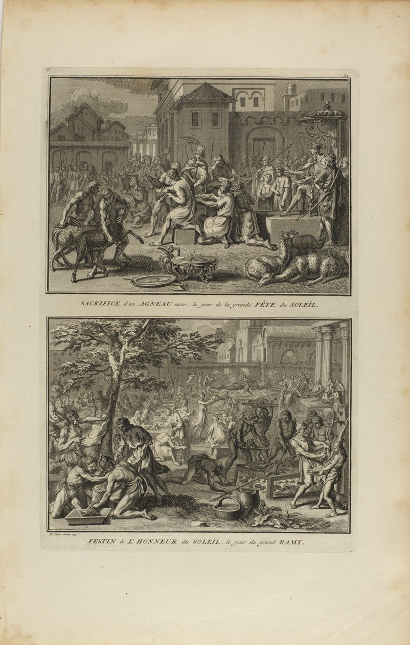 Offer van een zwart lam ... Feest ter ere van de zon door Bernard Picart
